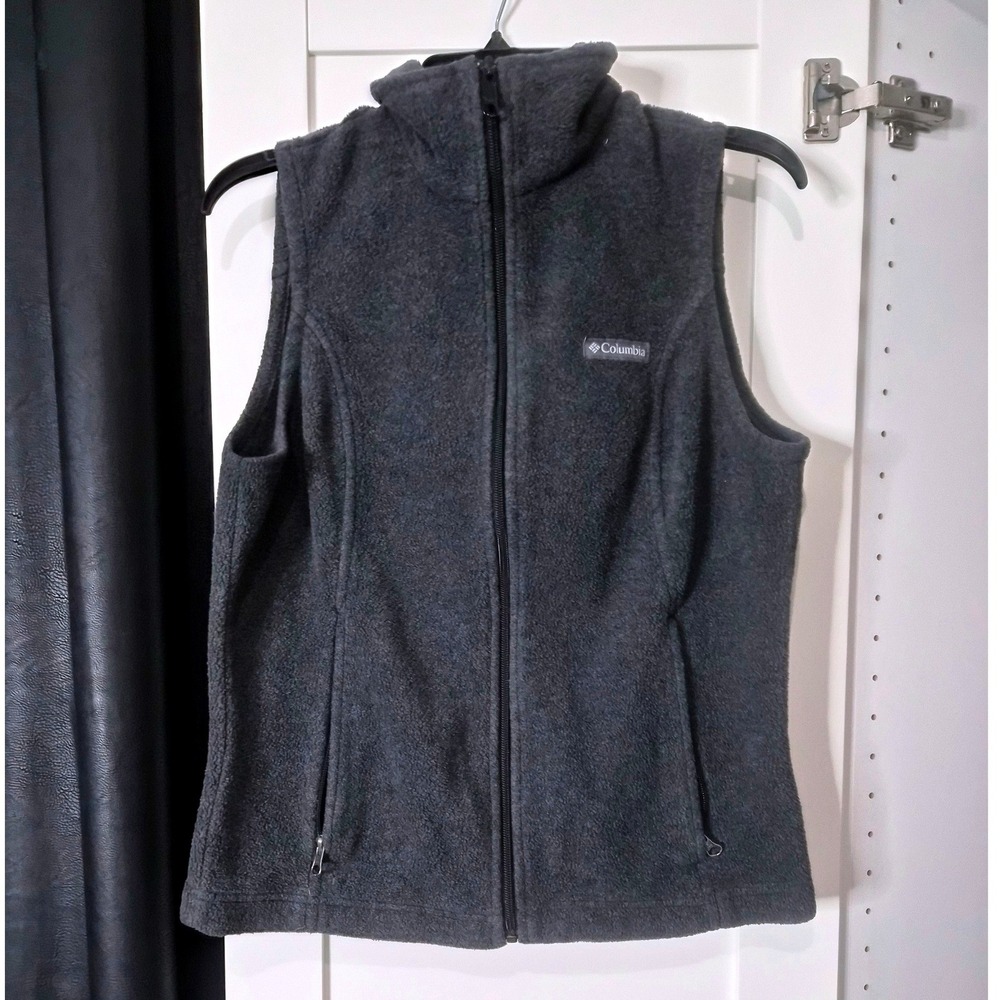 Columbia Sportswear Company Fleece Vest Dark Gray Full Zip Pockets Women's M‎